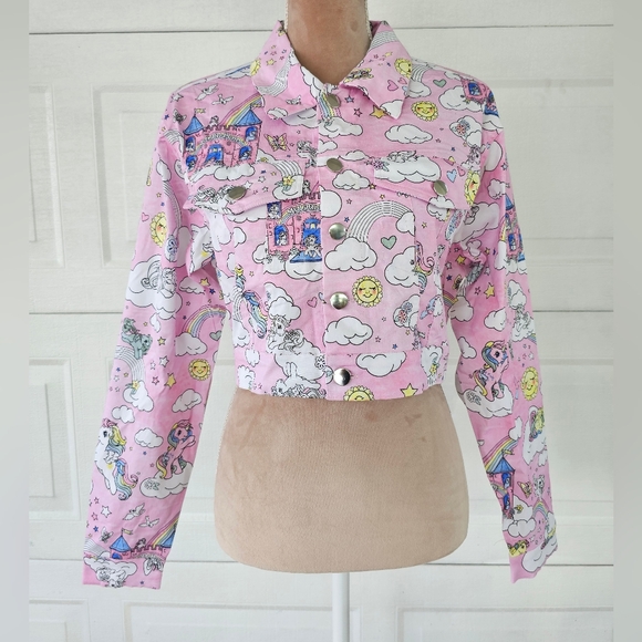 Dolls Kill My Little Pony Cropped Jacket Pastel Pink Y2K Kawaii Harajuku S - Picture 1 of 9